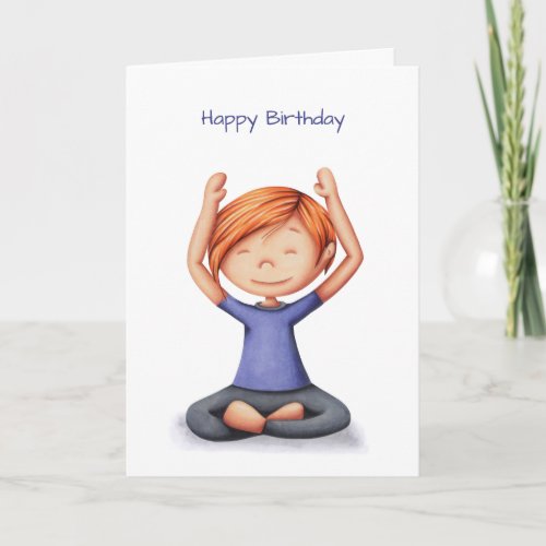 Girl Doing Yoga Meditating Birthday  Card