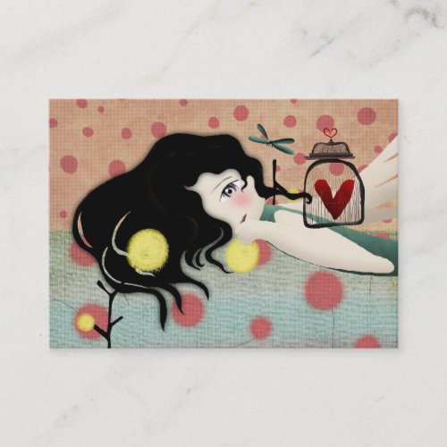 Girl doll fairytale red victorian business card