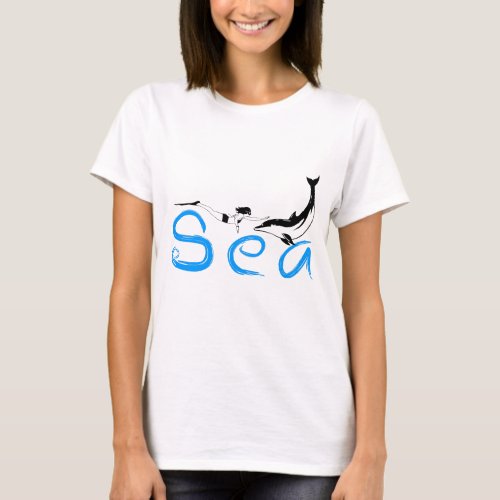 Girl Dolphin Sea funny elegant T_Shirt