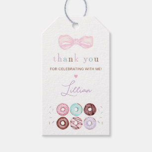 Girl Donut and Bow Birthday Party Gift Tags