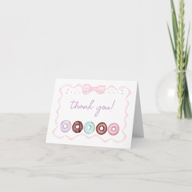 Girl Donut and Sprinkles Birthday or Baby Shower Thank You Card (Front)
