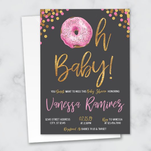 Girl Donut Baby Shower Invitation (Front)