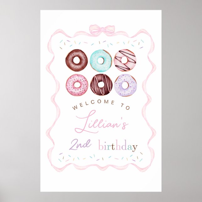 Girl Donut Birthday Party Welcome Sign (Front)