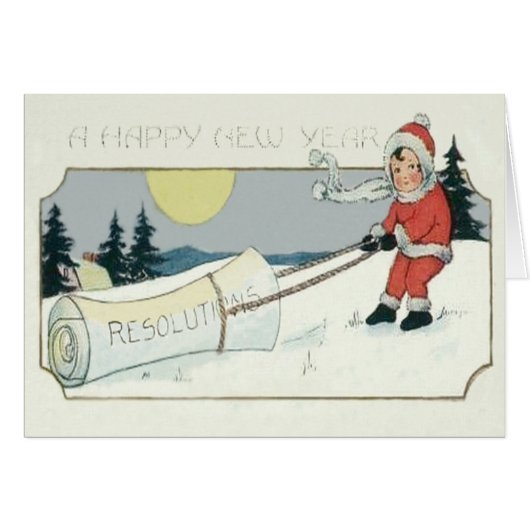 Girl Dragging Resolutions Paper Full Moon Cards (Front Horizontal)
