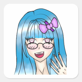 Girl Drawing Square Sticker