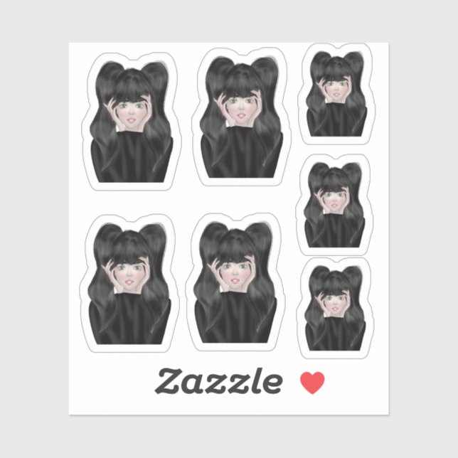 Girl Drawing Sticker (Sheet)
