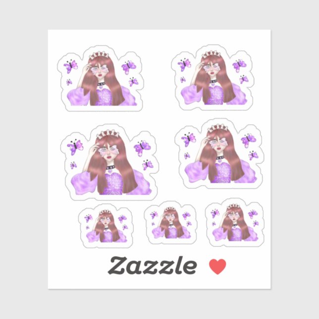 Girl Drawing Sticker (Sheet)