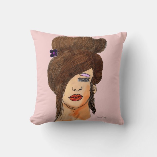 Girl drawing throw pillow (Front)