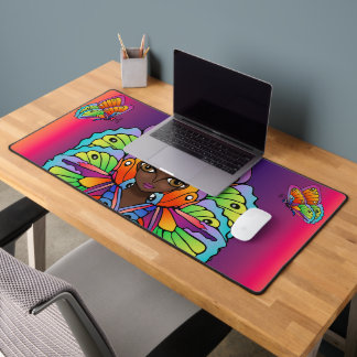 Girl dressed in Big Butterfly wings Desk Mat