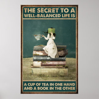 Girl Drink Tea And Love Reading Book Poster