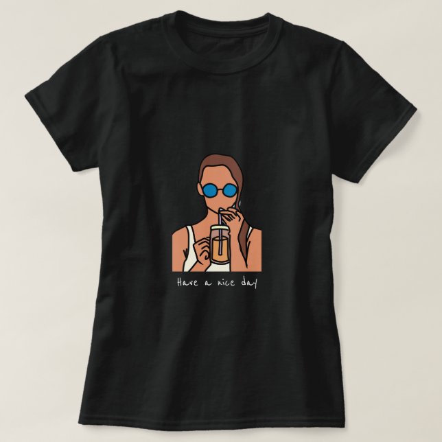 Girl drinking bubble tea modern teen T-Shirt (Design Front)