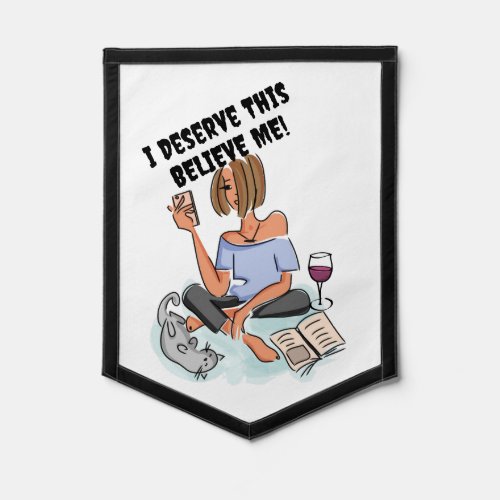 Girl Drinking Wine After Tough Day Pennant