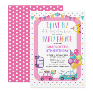 Girl Drive By Birthday Parade Quarantine Party Invitation