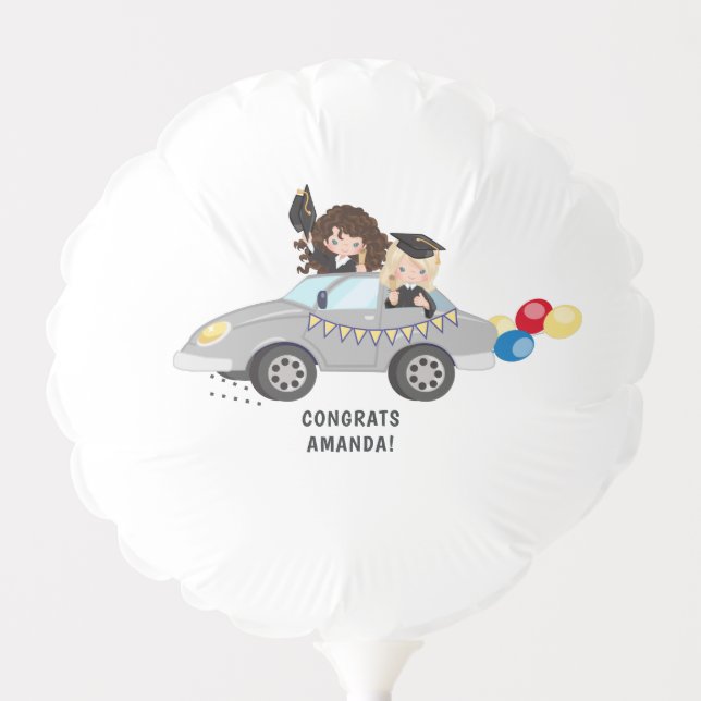 Girl Drive By Graduation Party Balloon (Front)