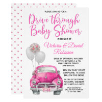 Girl Drive Through Baby Shower Car Invitation