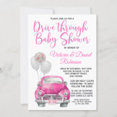 Girl Drive Through Baby Shower Car Invitation (Front)