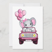 Girl Drive Through Baby Shower Elephant in Car Invitation (Back)