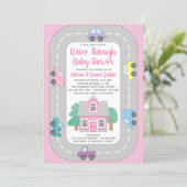 Girl Drive Through Baby Shower Invitation (Standing Front)