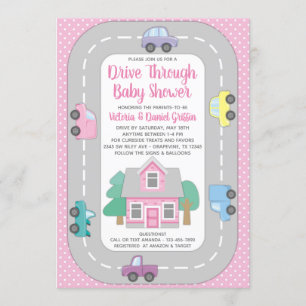 Girl Drive Through Baby Shower Invitation