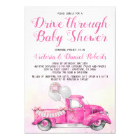Girl Drive Through Baby Shower Invitation