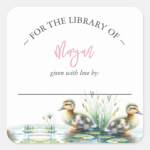 Girl Duck Baby Shower Bookplate