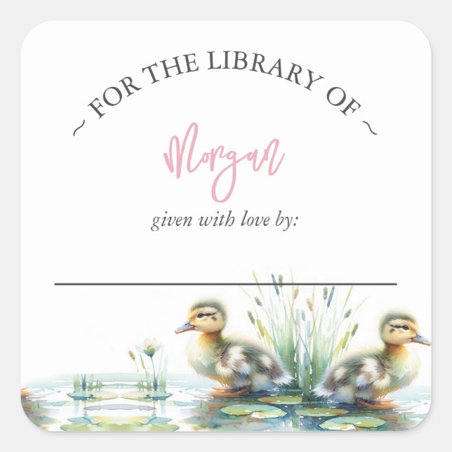 Girl Duck Baby Shower Bookplate (Front)