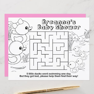 Girl Duck Shower Kids Activity Sheet Placemats