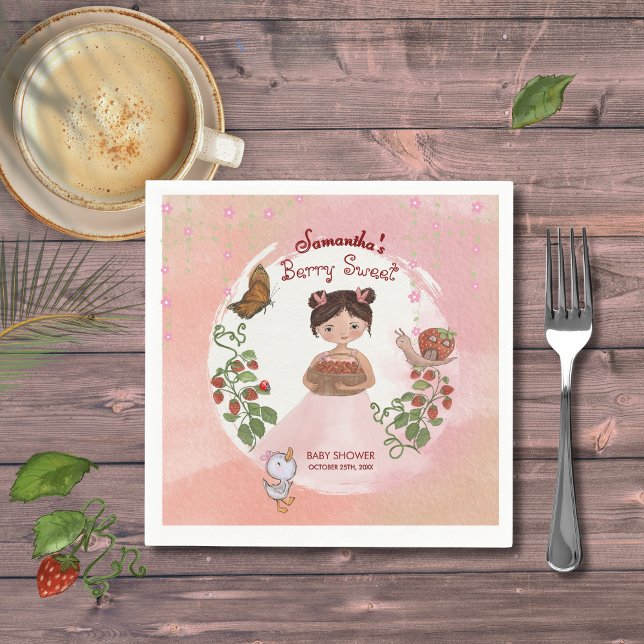 Girl & Duckling 'Berry Sweet' Party Paper Napkin (Girl & Duckling 'Berry Sweet' Party Paper Napkin)
