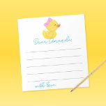 Girl Ducky 1st Birthday Time Capsule Note Sheets<br><div class="desc">Girl Rubber Duck 1st Birthday Time Capsule Note Sheets. Notepad Pack of 40 . Have your guests leave their wishes and advice for the birthday girl,  baby or mom to be. Just personalize with your guest of honor's name!</div>