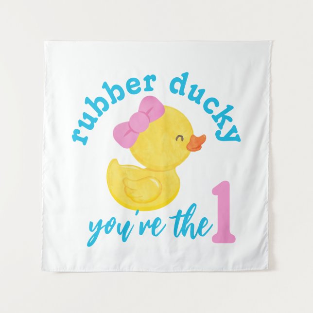 Girl Ducky You're the One First Birthday Backdrop (Front)