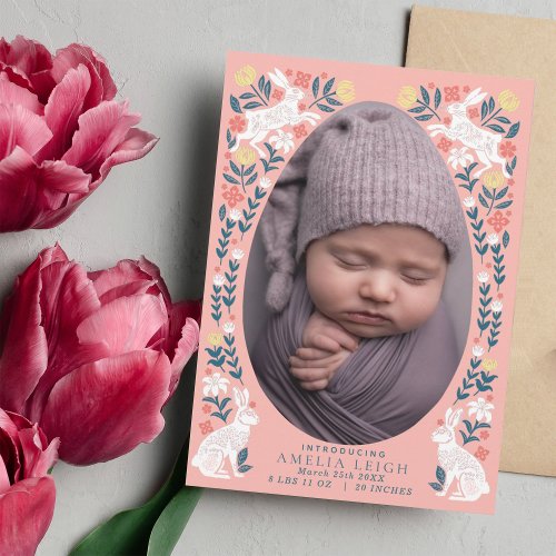 Girl Easter Egg Baby Photo Birth Announcement Card