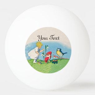 Girl Easter Lilly Gnome Elves Singing Bird Basket Ping-Pong Ball