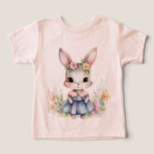 Girl Easter Rabbit In A Blue Dress  Toddler T-shirt