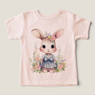 Girl Easter Rabbit In A Blue Dress  Toddler T-shirt