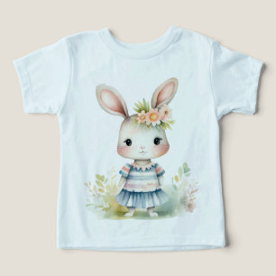 Girl Easter Rabbit In A Blue Dress  Toddler T-shirt