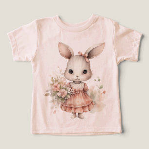 Girl Easter Rabbit In A Pink Dress  Toddler T-shirt