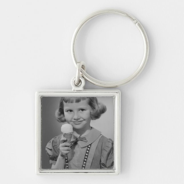 Girl Eating Ice Cream Keychain (Front)