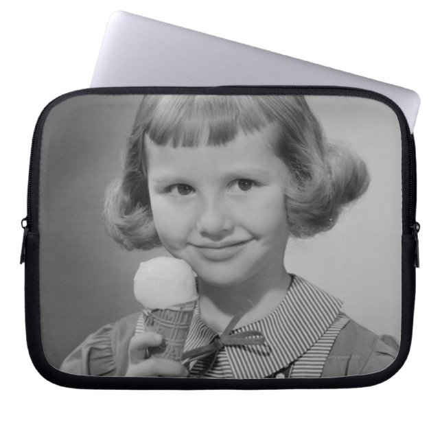 Girl Eating Ice Cream Laptop Sleeve (Front)