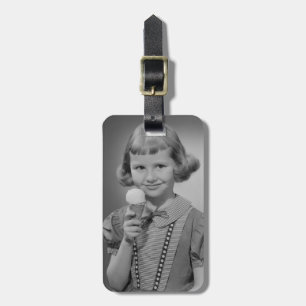 Girl Eating Ice Cream Luggage Tag