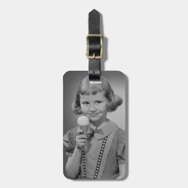 Girl Eating Ice Cream Luggage Tag (Front Vertical)