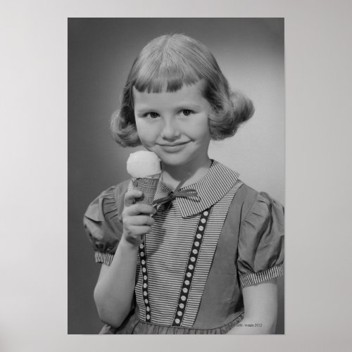 Girl Eating Ice Cream Poster