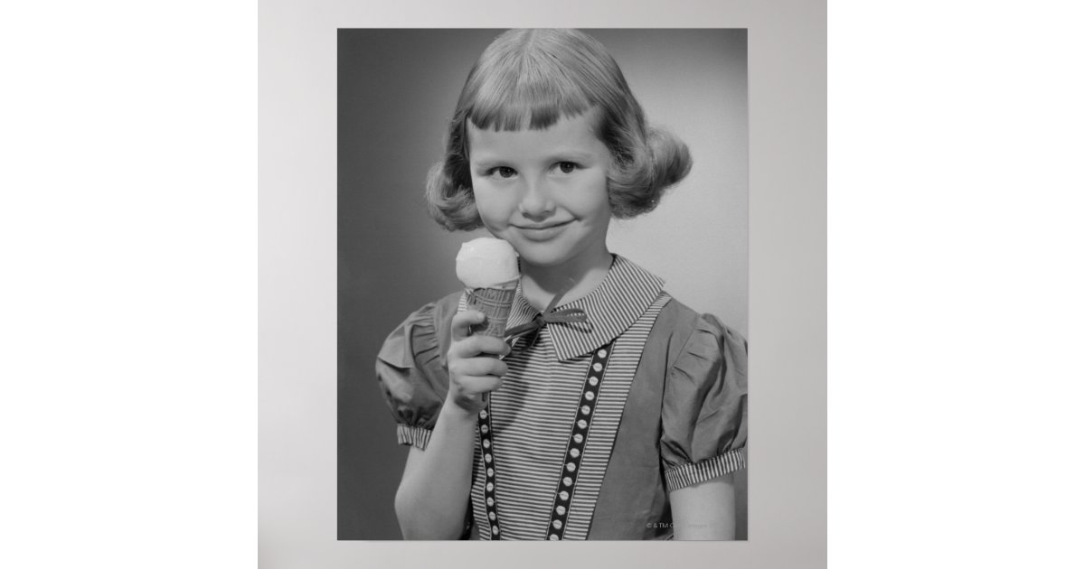 Girl Eating Ice Cream Poster 