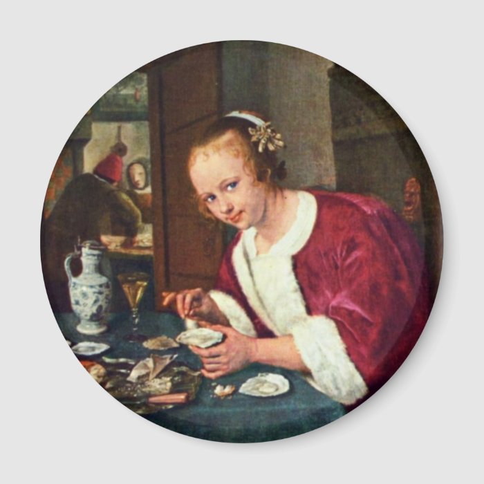 Girl Eating Oysters., Oestereetstertje  By Jan Ste Fridge Magnet