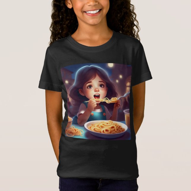 Girl eating spaghetti T-Shirt (Front)