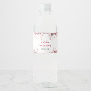Girl Eiffel Tower Paris 1st Birthday Water Bottle Label