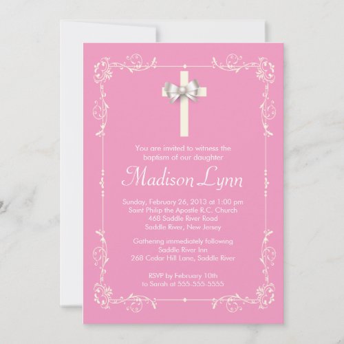 Girl Elegant Baptism | Christening Elegant Cross Invites