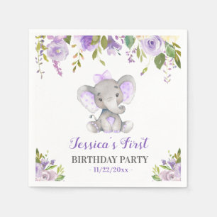 Girl Elephant 1st 2nd Birthday Party Little Peanut Napkins