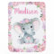 Girl Elephant Baby Blanket Pink Purple Floral Name