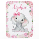 Girl Elephant Baby Blankets Pink Floral Name Girl Elephant Baby Blankets Pink Floral Name
