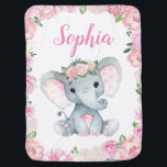 Girl Elephant Baby Blankets Pink Floral Name<br><div class="desc">Girl Elephant Baby Blankets Pink Floral Name
Pink Floral Girl Elephant Baby Blanket personalized with name - edit in seconds! Perfect gift for baby shower!</div>